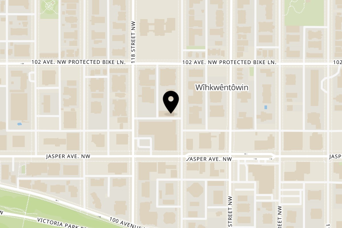 Map showing the location of Cafe Caribbean on 10140 117 Street Northwest in Edmonton